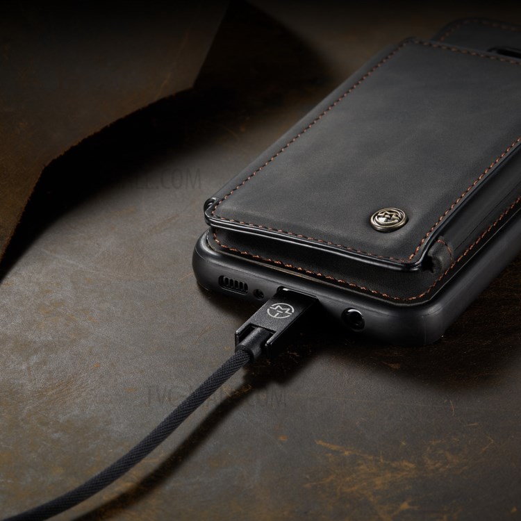 CASEME C20 Zipper Pocket Wallet Design PU Leather Coated TPU Phone Stand Case for Samsung Galaxy S10 - Black-4