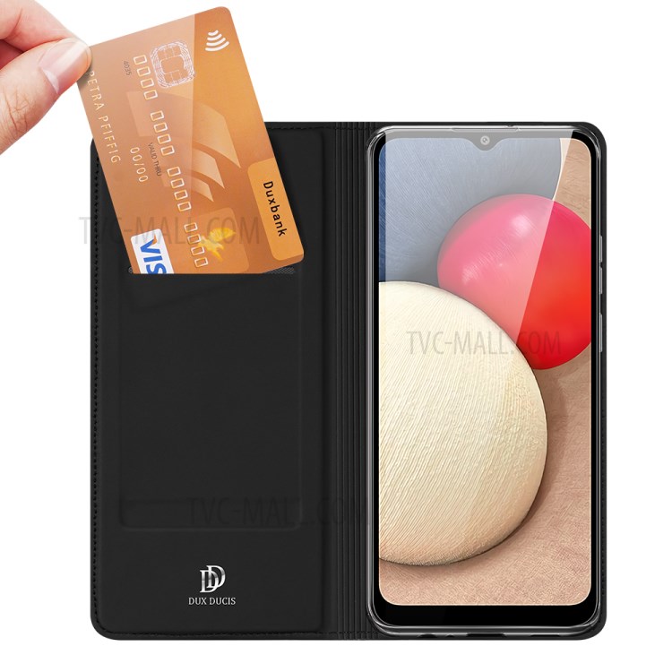 DUX DUCIS Skin Pro Series for Samsung Galaxy A02s (US Version)(Length: 164.2mm) Card Slot Leather Cell Phone Case - Black-2