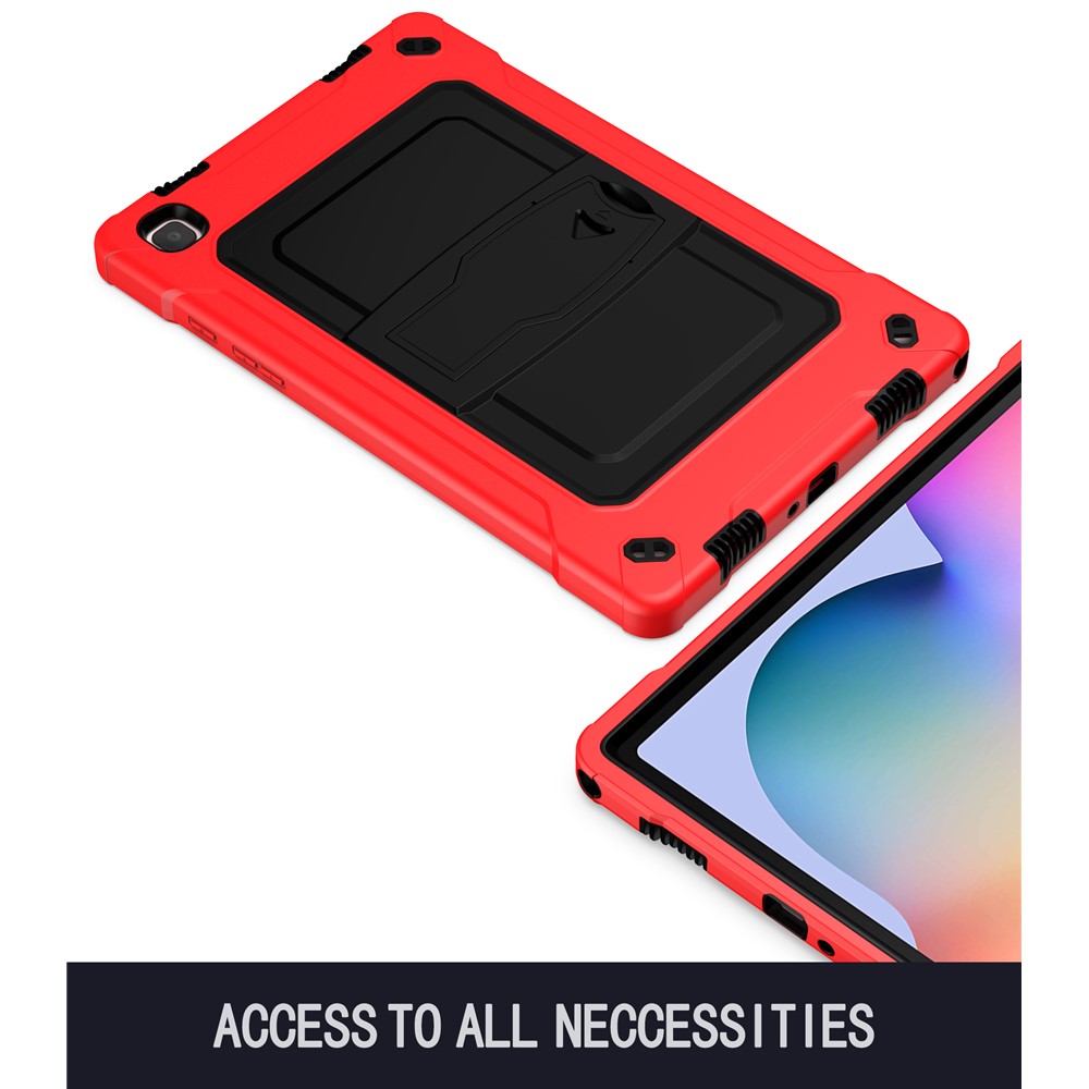 Contrast Color Design Tablet Cover Case with Slide-Out Kickstand for Samsung Galaxy Tab A7 10.4 (2020) T500 - Red/Black-4