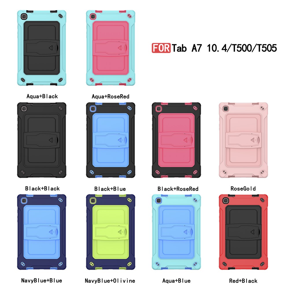 Contrast Color Design Tablet Cover Case with Slide-Out Kickstand for Samsung Galaxy Tab A7 10.4 (2020) T500 - Red/Black-5