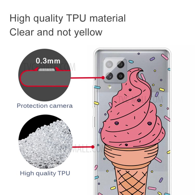 Pattern Printing Soft TPU Phone Cover Case for Samsung Galaxy F62/M62 - Ice Cream-2