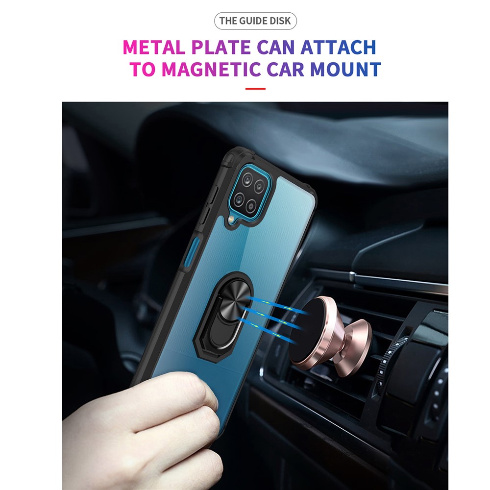 Acrylic Ring Holder Kickstand Hybrid Cell Phone Case for Samsung Galaxy A42 5G - Black-6