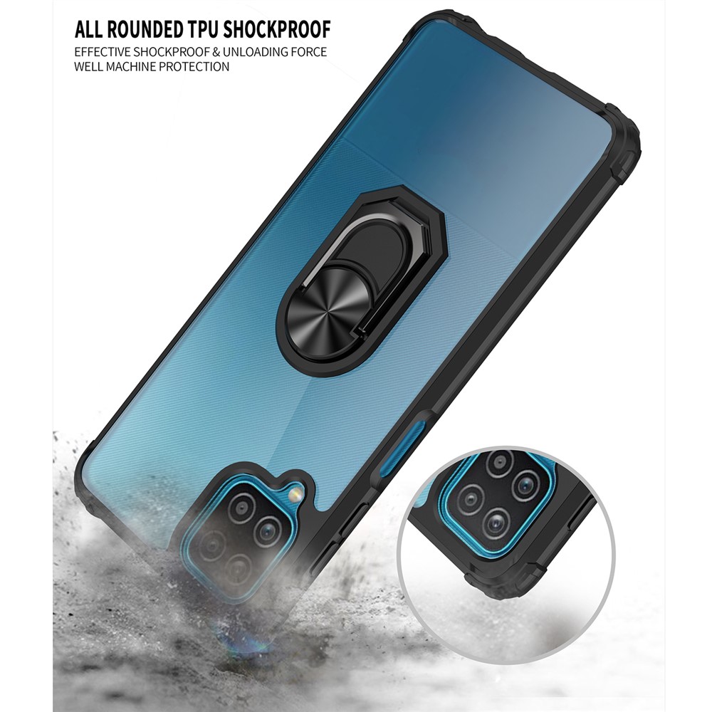 Acrylic Ring Holder Kickstand Hybrid Cell Phone Case for Samsung Galaxy A42 5G - Black-7