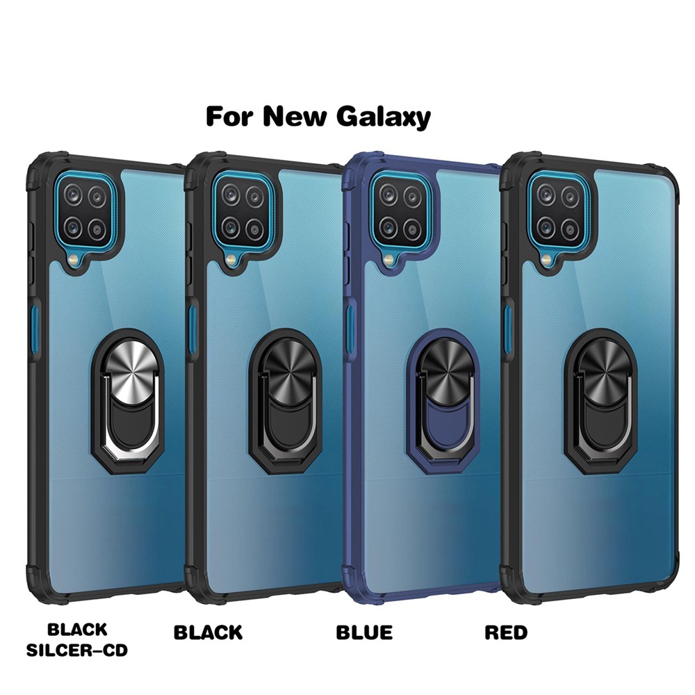 Acrylic Ring Holder Kickstand Hybrid Cell Phone Case for Samsung Galaxy A42 5G - Black-9