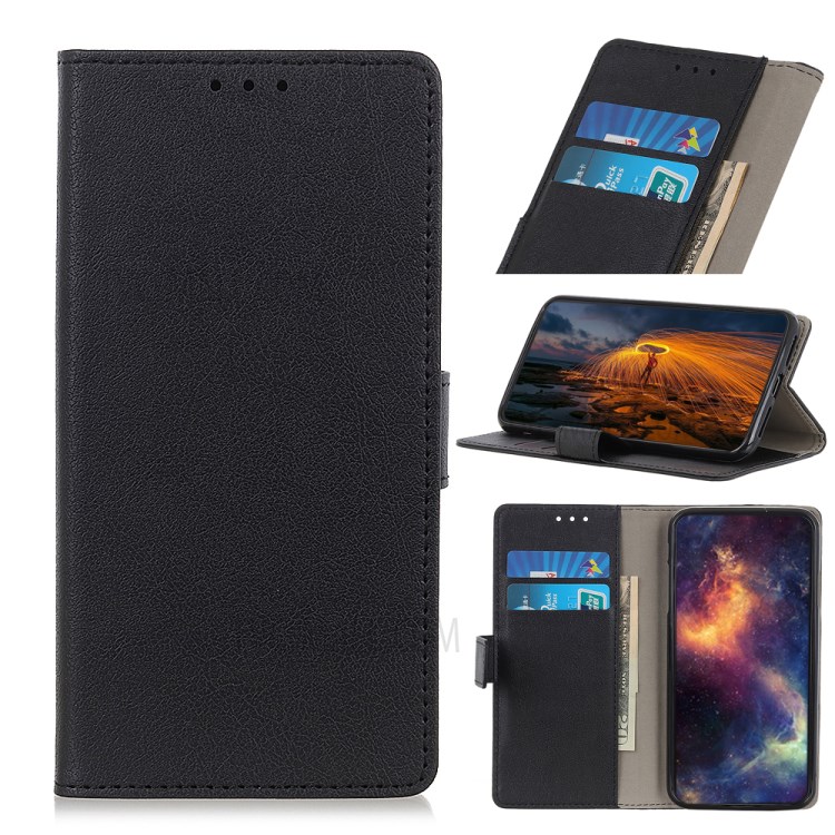 Stand PU Leather Phone Shell Wallet Flip Cover for Samsung Galaxy M02 / A02 - Black-1