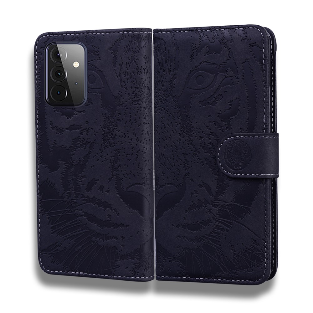 Full Protection Tiger Imprint Design Leather Wallet Stand Phone Cover Case for Samsung Galaxy A72 5G - Black-1