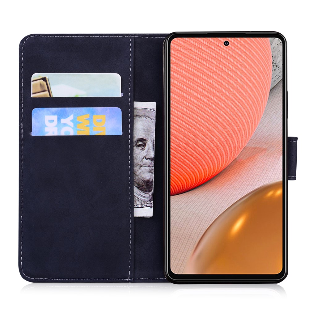 Solid Color Wallet Stand Flip Leather Phone Case Shell for Samsung Galaxy A72 5G - Black-4