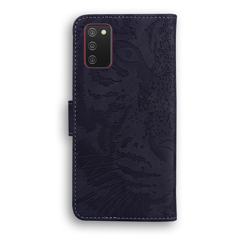 Tiger Face Imprinting Wallet Design Leather Phone Stand Case for Samsung Galaxy A02s (164.2x75.9x9.1mm) - Black-3
