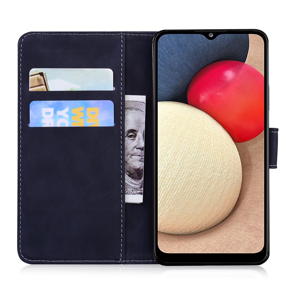 Tiger Face Imprinting Wallet Design Leather Phone Stand Case for Samsung Galaxy A02s (164.2x75.9x9.1mm) - Black-4