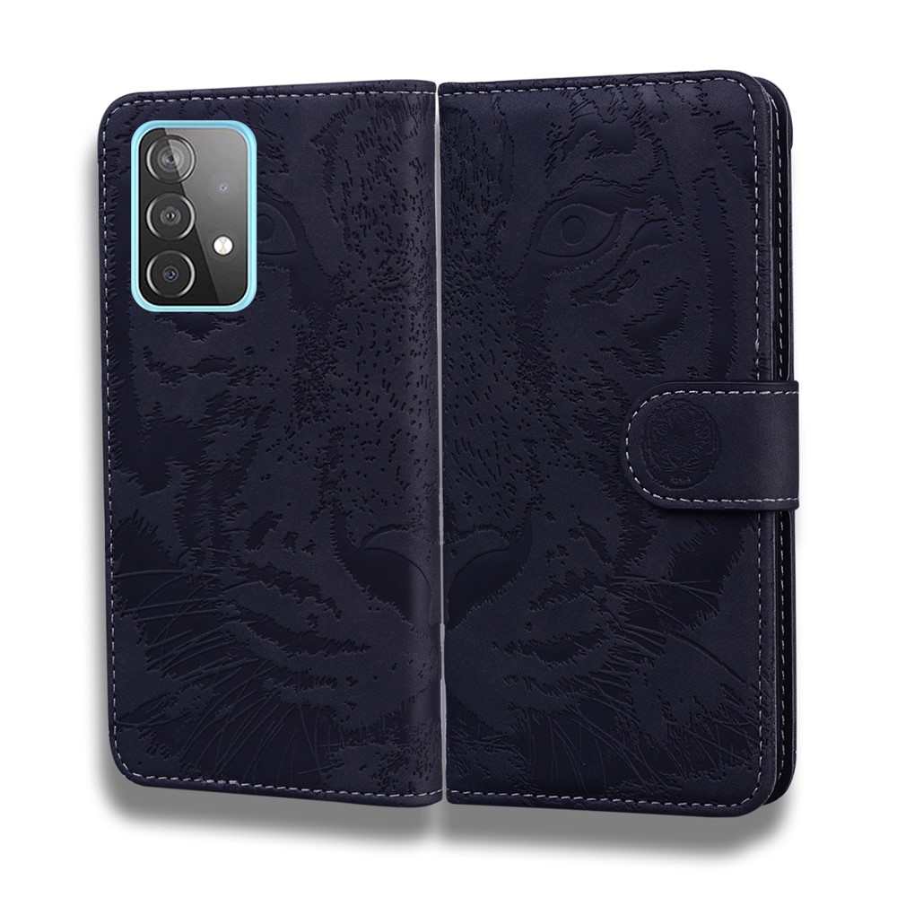 Imprinted Tiger Pattern Stand Wallet Case Leather Cover for Samsung Galaxy A52 5G - Black-1