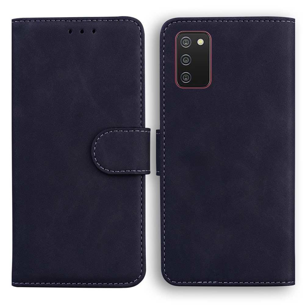 Wallet Stand Design Solid Color Leather Phone Cover Case for Samsung Galaxy A02s (164.2x75.9x9.1mm) - Black-1