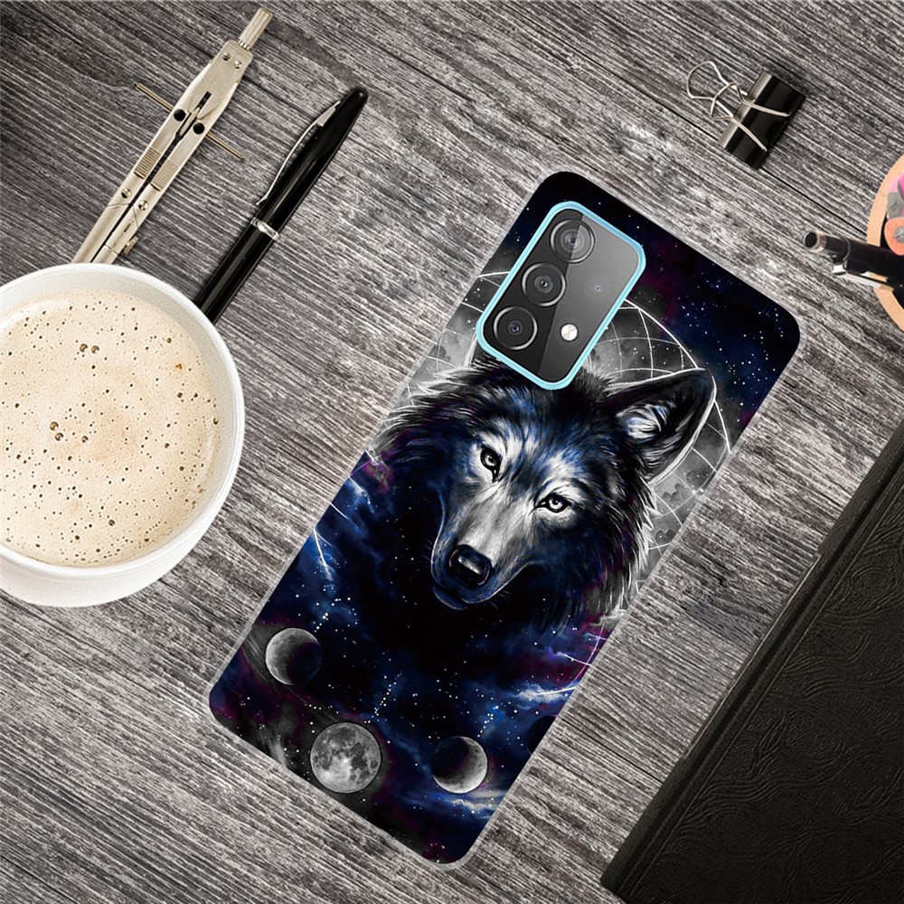 Beautiful Pattern Printing Soft TPU Phone Cover Case for Samsung Galaxy A32 4G - Wolf-2