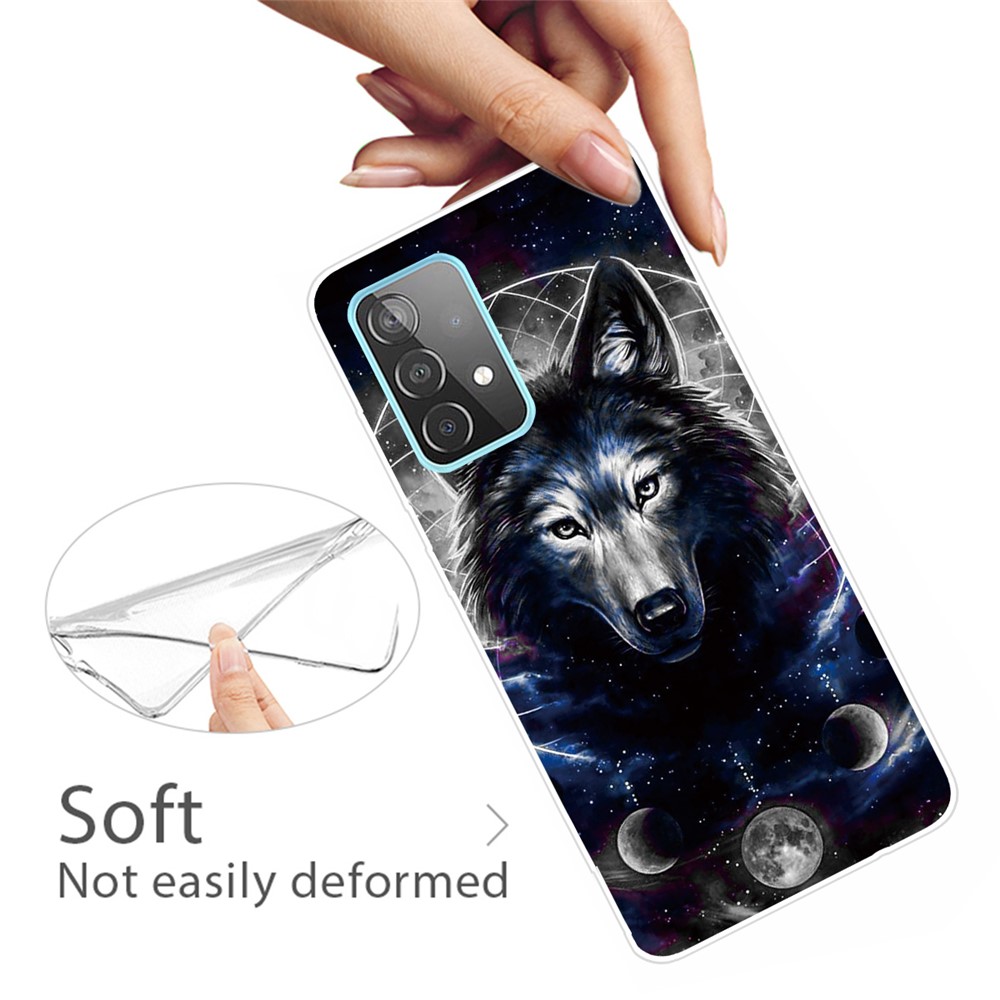 Beautiful Pattern Printing Soft TPU Phone Cover Case for Samsung Galaxy A32 4G - Wolf-3