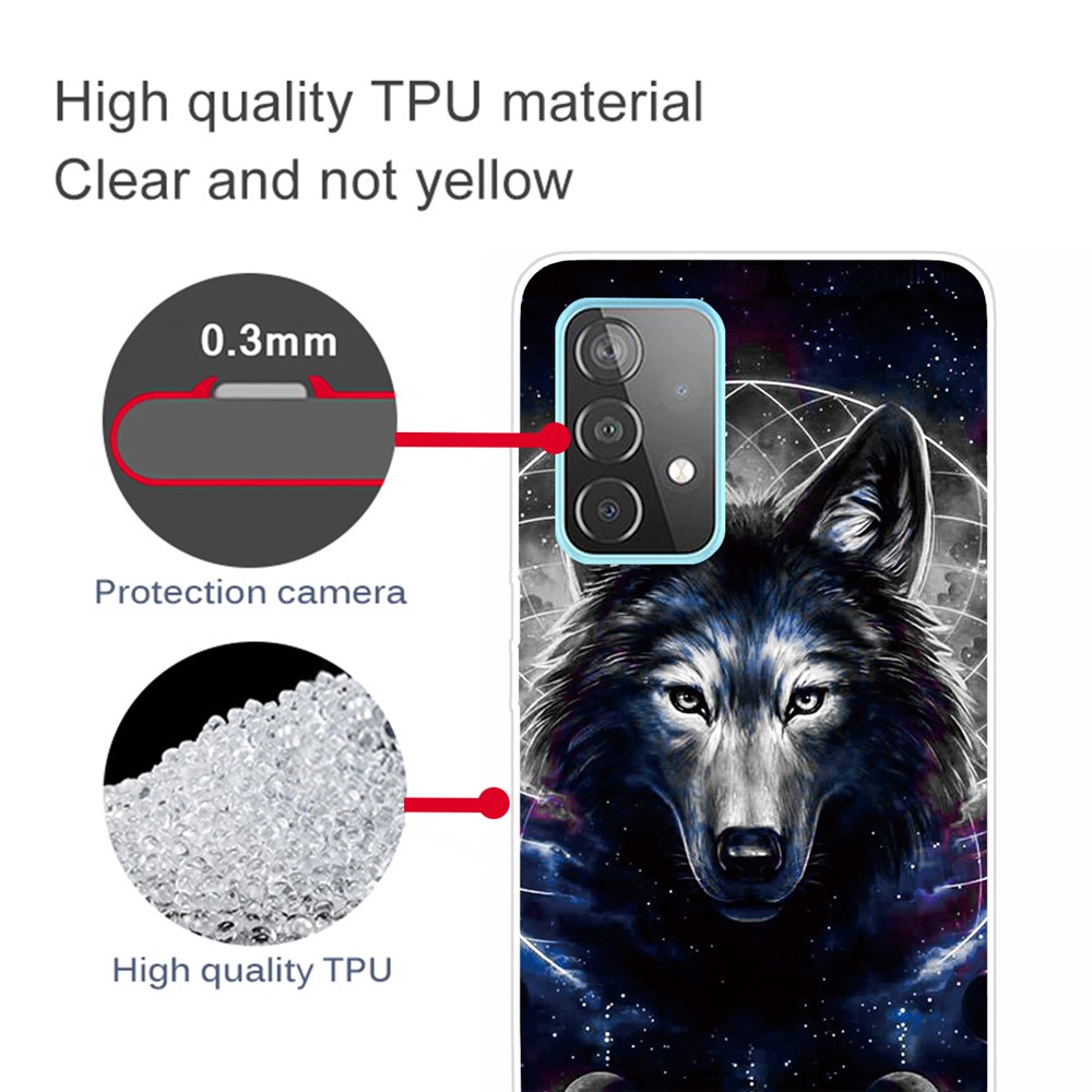 Beautiful Pattern Printing Soft TPU Phone Cover Case for Samsung Galaxy A32 4G - Wolf-4