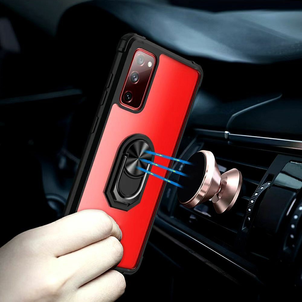 Hybrid Cell Phone Case with Ring Holder Kickstand for Samsung Galaxy A72 5G - Black+Black-5