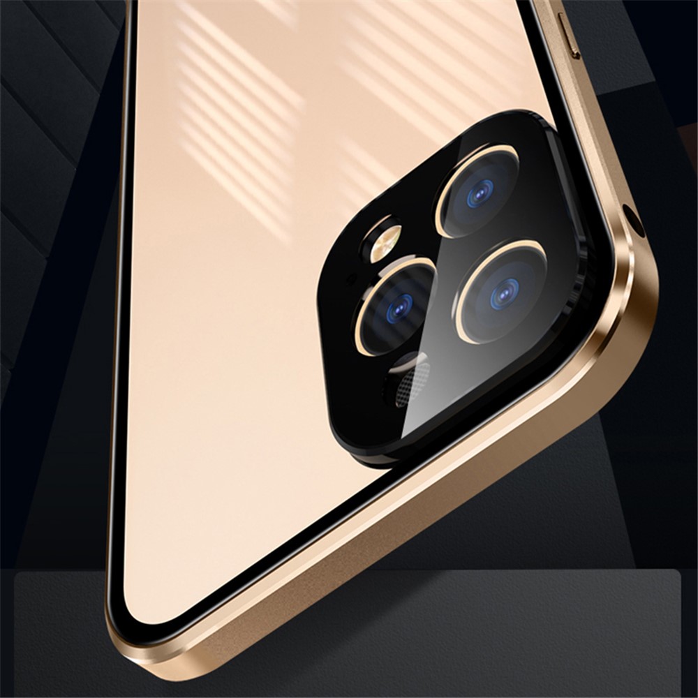 Precision Hole Double-sided Tempered Glass Double Buckle with Full Cover Camera Protective Phone Case for iPhone 12 / iPhone 12 Pro - Black-3