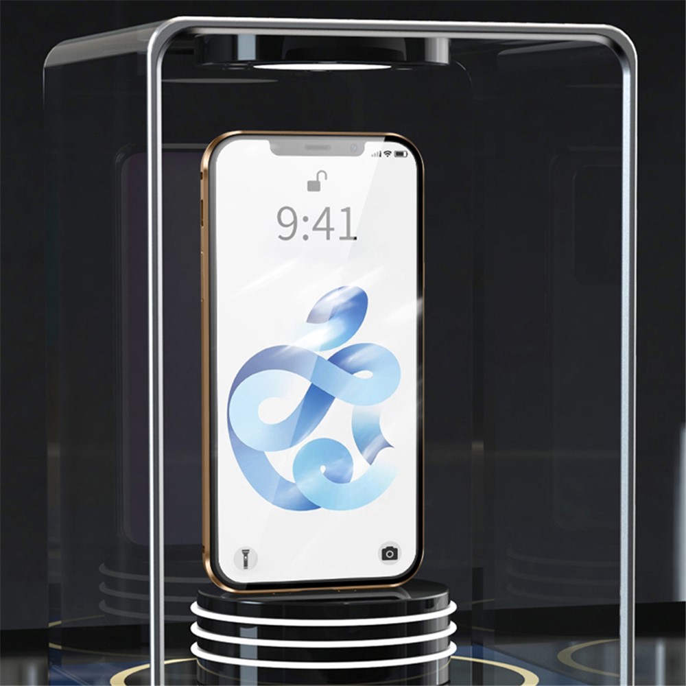 Precision Hole Double-sided Tempered Glass Double Buckle with Full Cover Camera Protective Phone Case for iPhone 12 / iPhone 12 Pro - Black-5