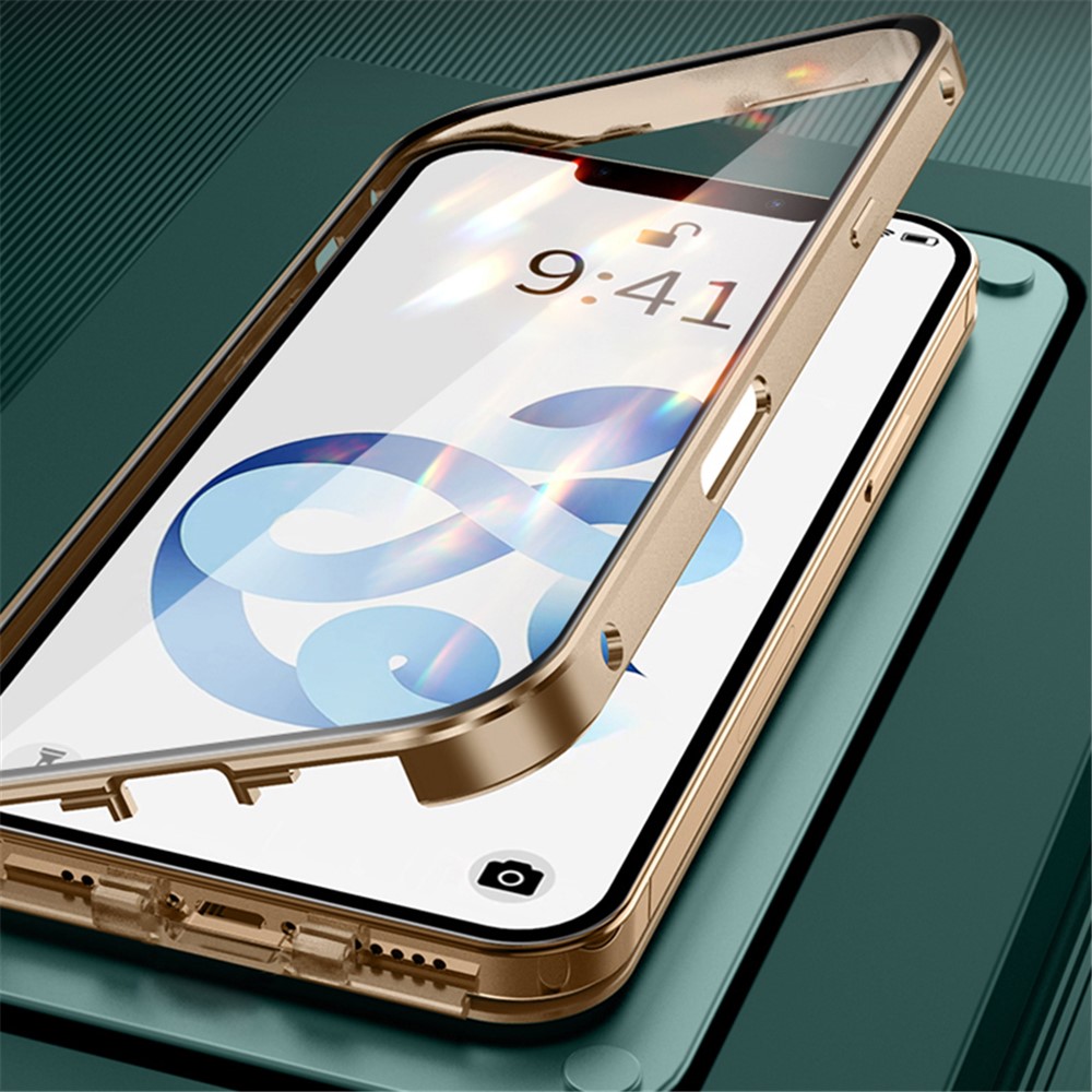 Precision Hole Double-sided Tempered Glass Double Buckle with Full Cover Camera Protective Phone Case for iPhone 12 / iPhone 12 Pro - Black-6