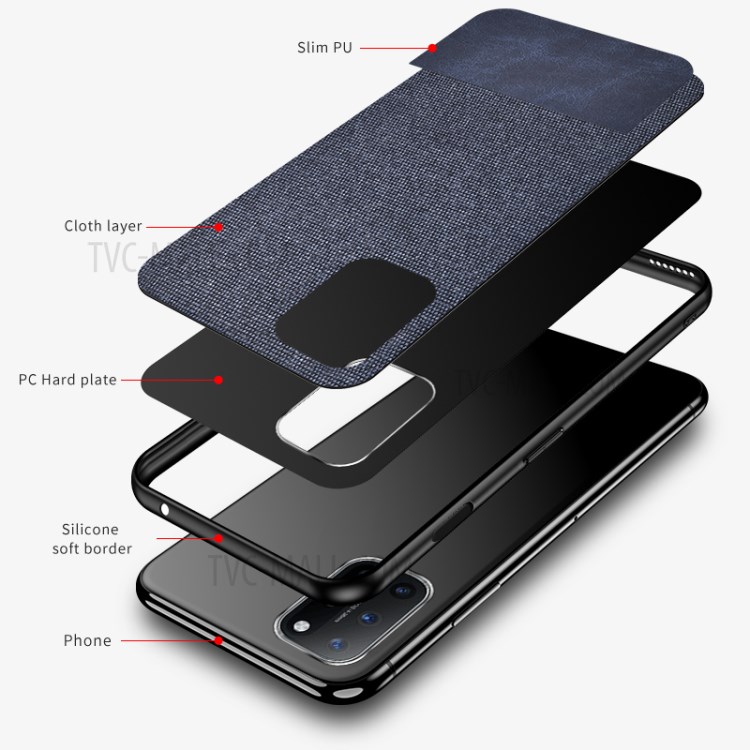 Splicing Style PC+TPU+Cloth+PU Leather Phone Case Cover for Samsung Galaxy A52 5G - Blue-4