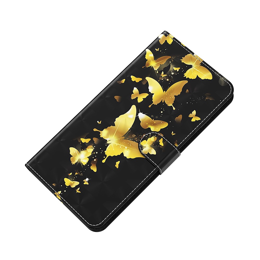 Pattern Printing Wallet Stand PU Leather Phone Cover Shell for Samsung Galaxy A02s (164.2x75.9x9.1mm) - Gold Butterfly-4