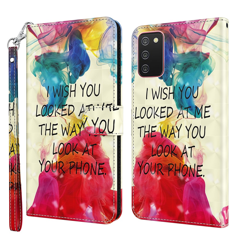 Pattern Printing Wallet Stand PU Leather Phone Cover Case for Samsung Galaxy A02s (164.2x75.9x9.1mm) - English Letters-1