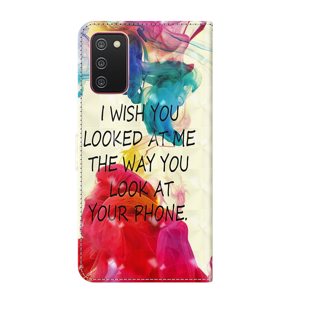 Pattern Printing Wallet Stand PU Leather Phone Cover Case for Samsung Galaxy A02s (164.2x75.9x9.1mm) - English Letters-3