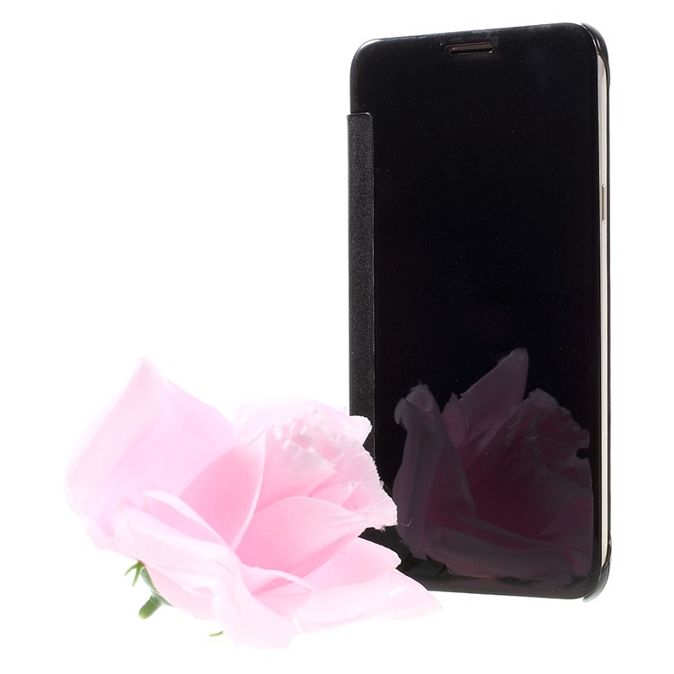 Mirror -like Smart PC + Leather Flip Case for Samsung Galaxy J7 (2016) - Black-3