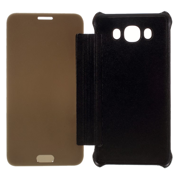 Mirror -like Smart PC + Leather Flip Case for Samsung Galaxy J7 (2016) - Black-6