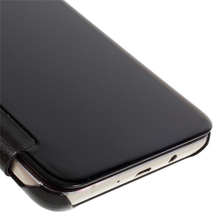 Mirror -like Smart PC + Leather Flip Case for Samsung Galaxy J7 (2016) - Black-7