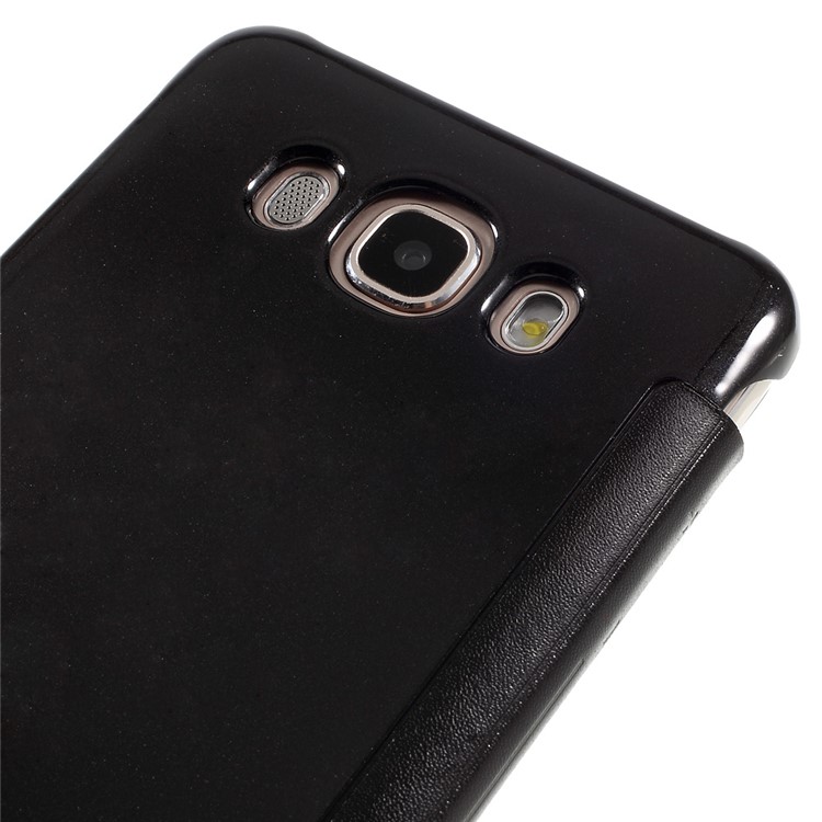 Mirror -like Smart PC + Leather Flip Case for Samsung Galaxy J7 (2016) - Black-8