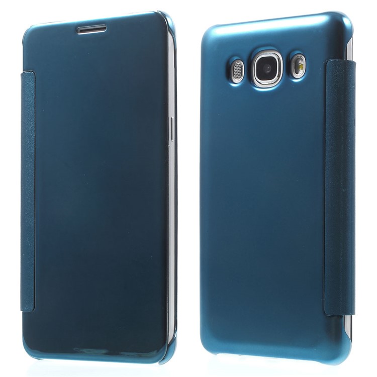 Mirror Surface PC + PU Leather Smart Phone Cover for Samsung Galaxy J5 (2016) - Baby Blue-1