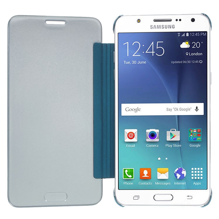 Mirror Surface PC + PU Leather Smart Phone Cover for Samsung Galaxy J5 (2016) - Baby Blue-4