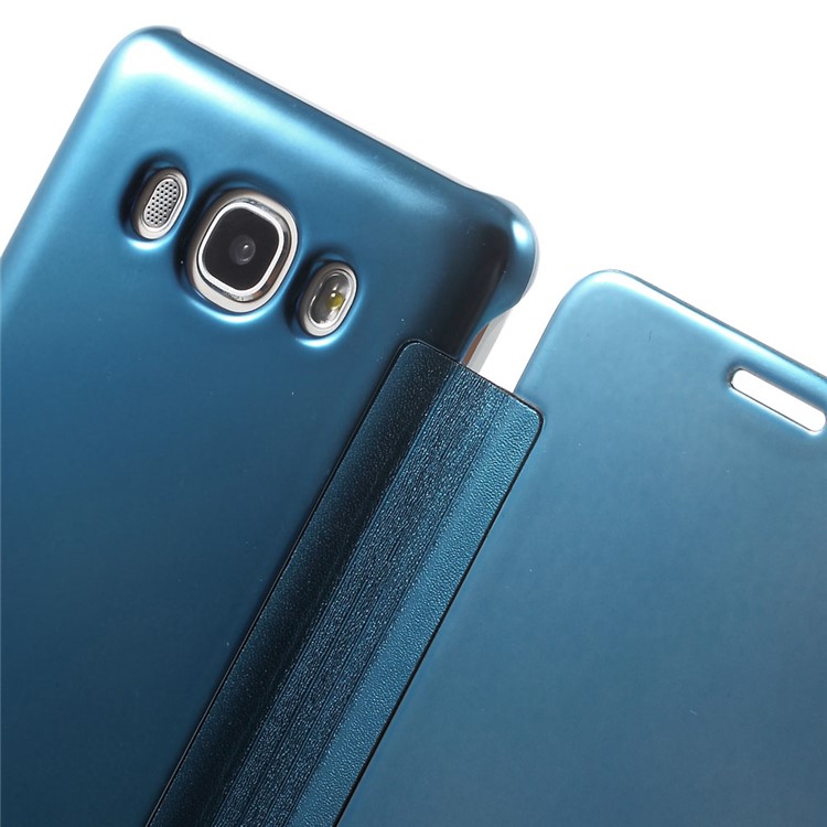 Mirror Surface PC + PU Leather Smart Phone Cover for Samsung Galaxy J5 (2016) - Baby Blue-5