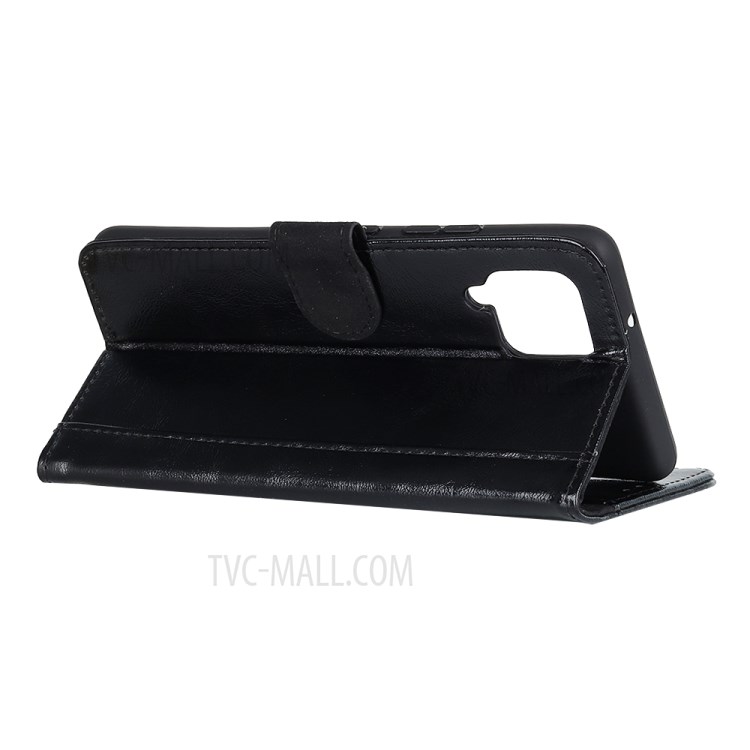 Dual Line Wallet Stand Crazy Horse Split Leather Phone Case Cover for Samsung Galaxy F62 / Samsung Galaxy M62 - Black-3