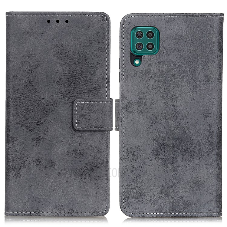 Vintage Style Wallet Stand Leather Phone Shell Case for Samsung Galaxy F62 / Samsung Galaxy M62 - Grey-1