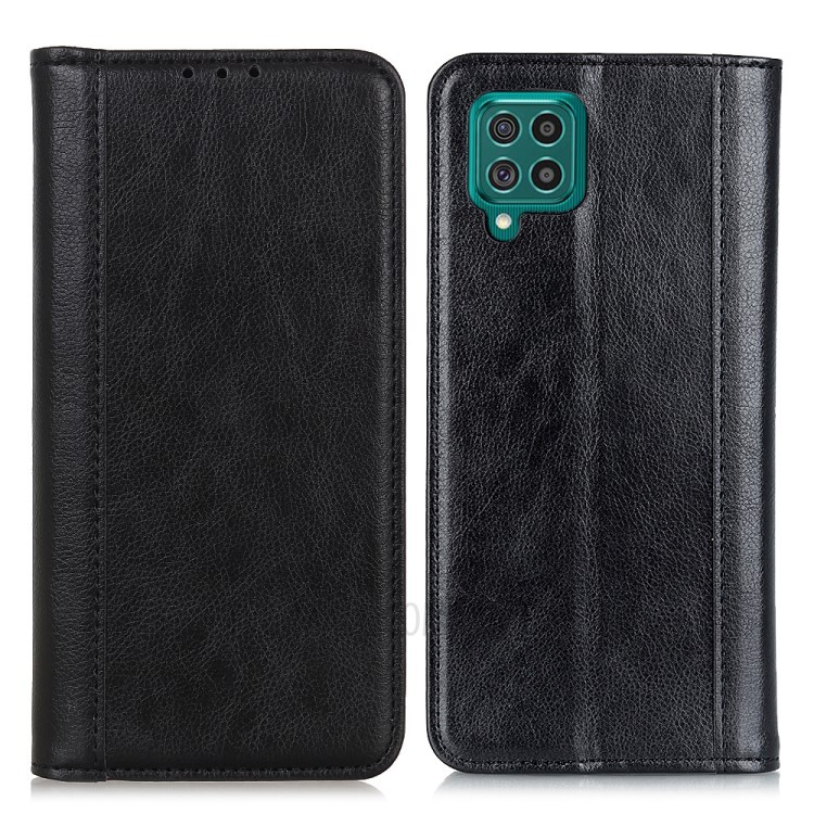 Auto Magnet Suction Design Litchi Texture Split Leather Wallet Stand Cover Case for Samsung Galaxy F62 / Samsung Galaxy M62 - Black-1