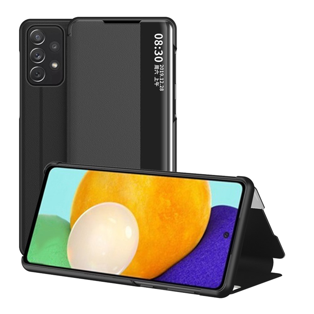 View Window Design Folio Flip Leather Shell for Samsung Galaxy A52 4G/5G - Black-1