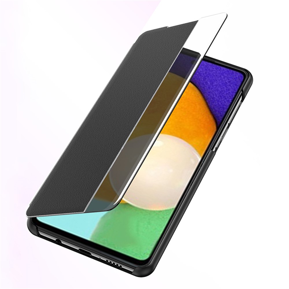 View Window Design Folio Flip Leather Shell for Samsung Galaxy A52 4G/5G - Black-4