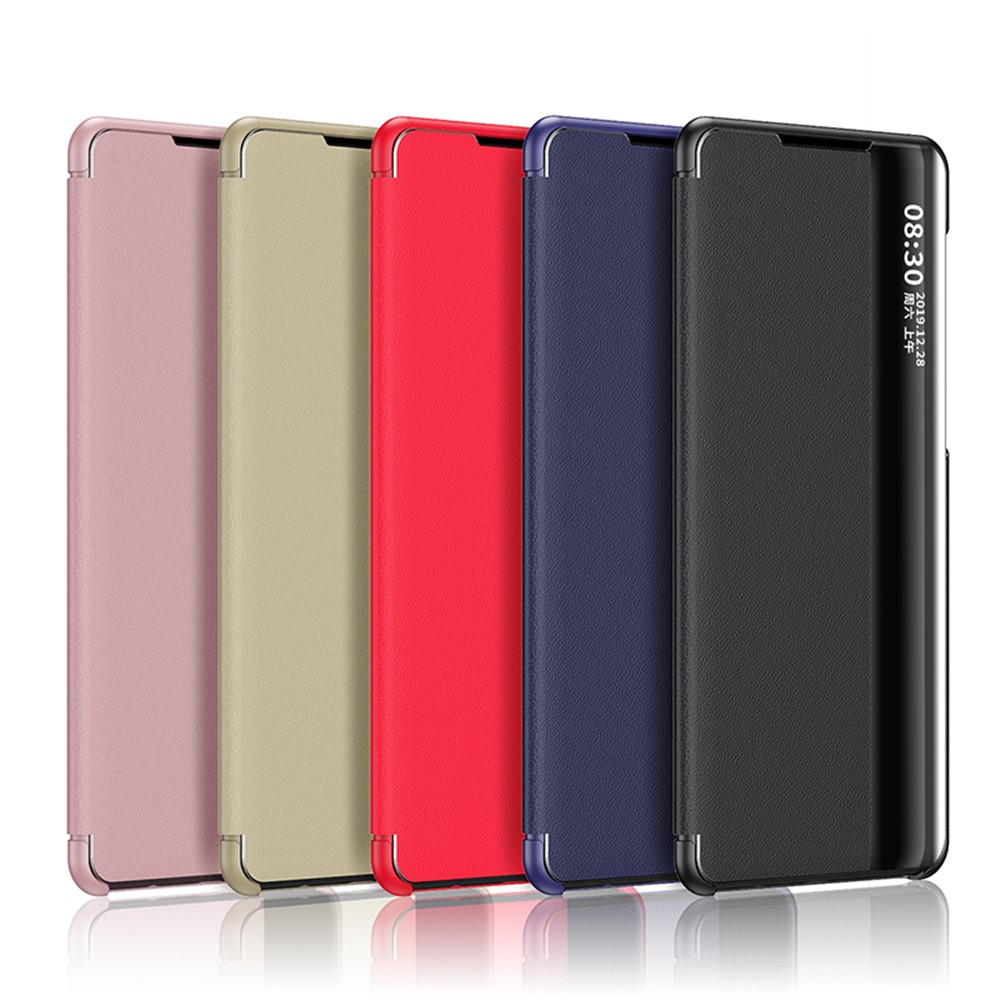 View Window Flip Leather Cell Phone Cover Shell for Samsung Galaxy A02s (164.2x75.9x9.1mm) - Black-2