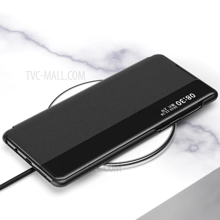 Folio Flip Leather Shell with View Window for Samsung Galaxy A02s (166.5x75.9x9.2mm) - Black-6