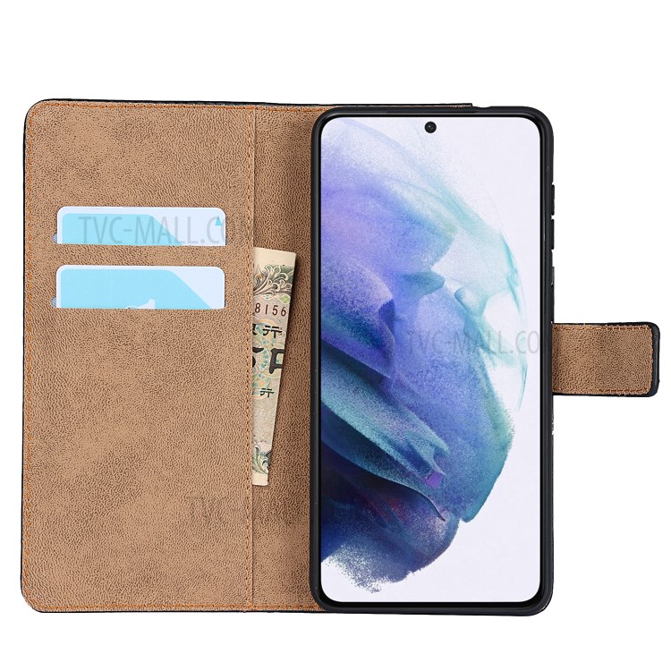 Genuine Leather Wallet Stand Case for Samsung Galaxy S21 5G-4