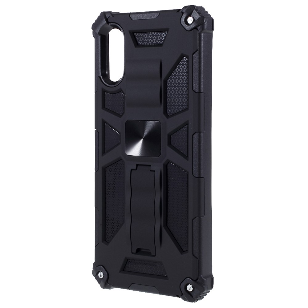 Armor Shockproof Kickstand PC TPU Phone Case with Magnetic Metal Sheet for Samsung Galaxy A02/M02 - Black-2
