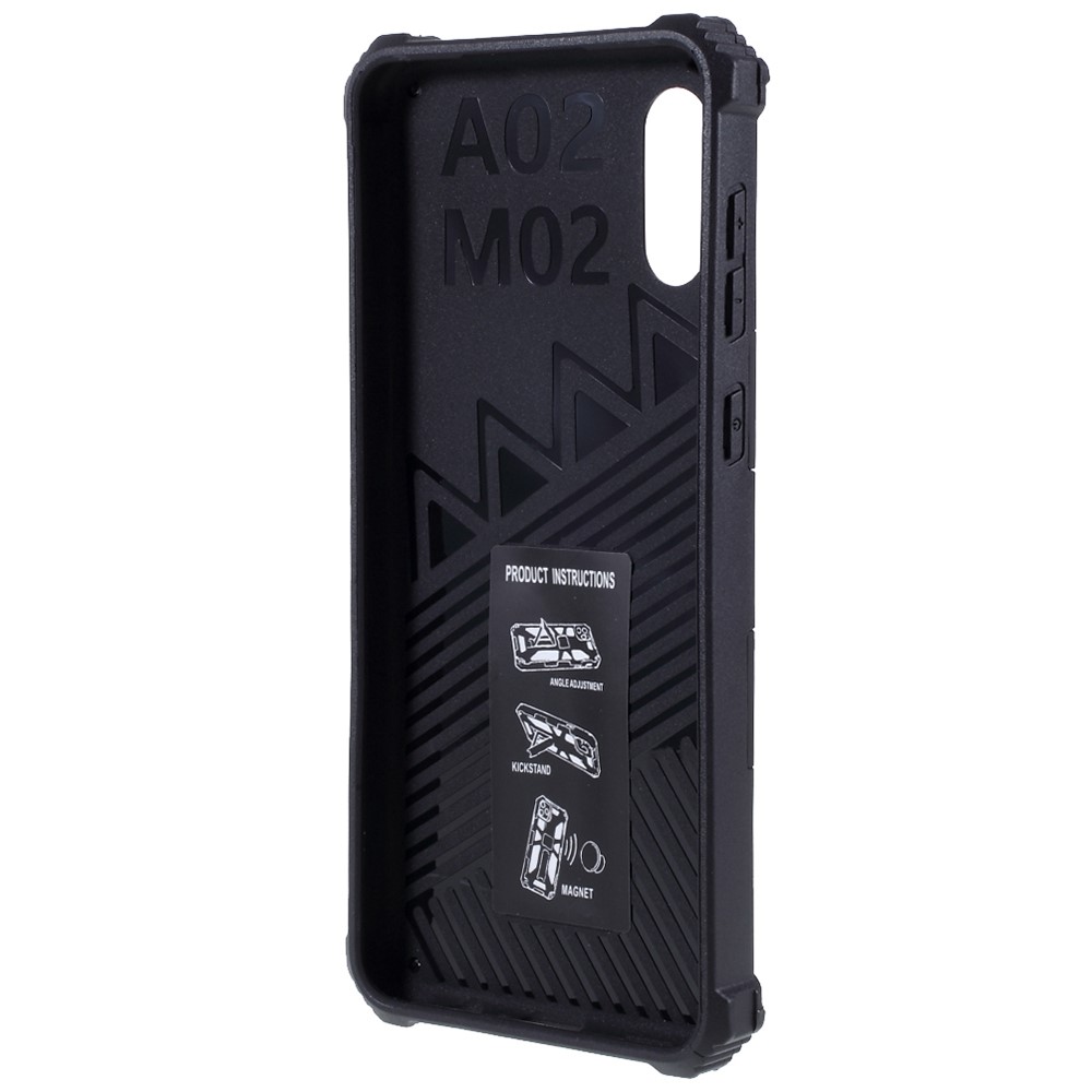 Armor Shockproof Kickstand PC TPU Phone Case with Magnetic Metal Sheet for Samsung Galaxy A02/M02 - Black-4