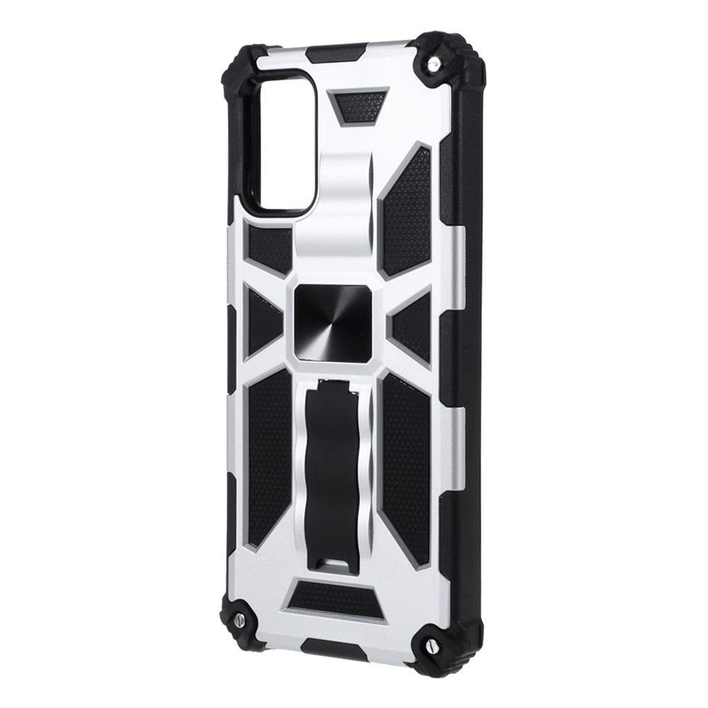 Armor Shockproof Kickstand PC TPU Phone Case with Magnetic Metal Sheet for Samsung Galaxy A02s (166.5x75.9x9.2mm) - Silver-2