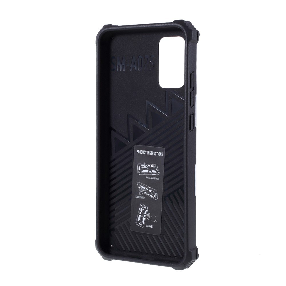 Armor Shockproof Kickstand PC TPU Phone Case with Magnetic Metal Sheet for Samsung Galaxy A02s (166.5x75.9x9.2mm) - Silver-3