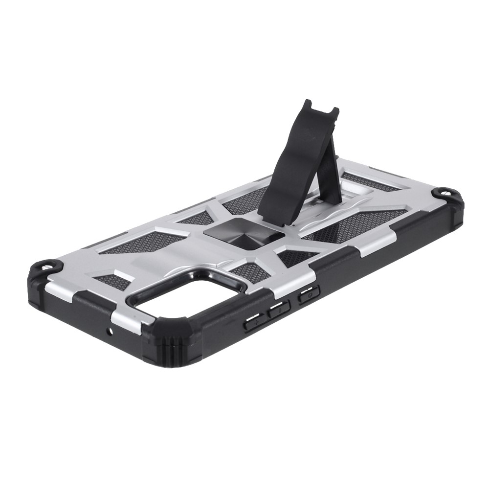 Armor Shockproof Kickstand PC TPU Phone Case with Magnetic Metal Sheet for Samsung Galaxy A02s (166.5x75.9x9.2mm) - Silver-7