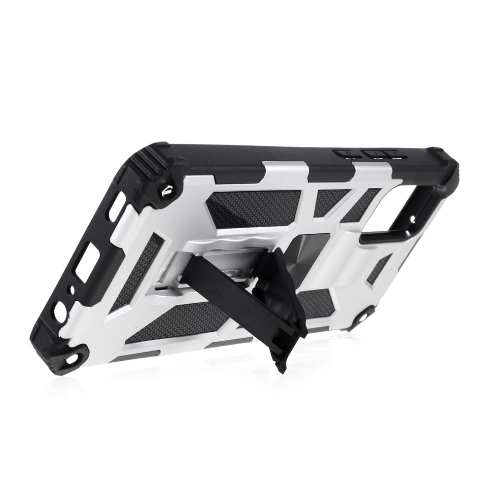 Armor Shockproof Kickstand PC TPU Phone Case with Magnetic Metal Sheet for Samsung Galaxy A02s (166.5x75.9x9.2mm) - Silver-8