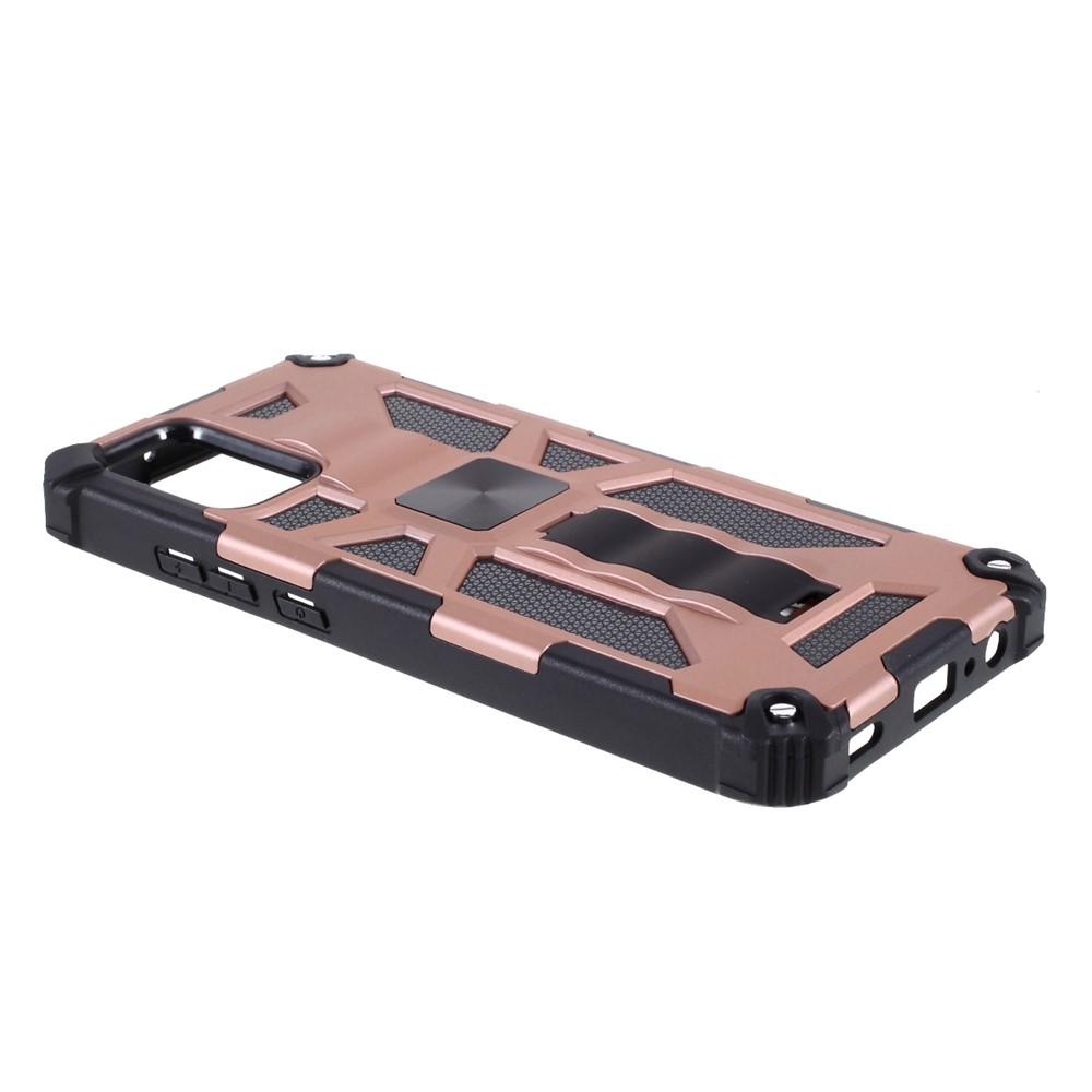 Armor Shockproof Kickstand PC TPU Phone Case with Magnetic Metal Sheet for Samsung Galaxy A02s (164.2x75.9x9.1mm) - Rose Gold-4