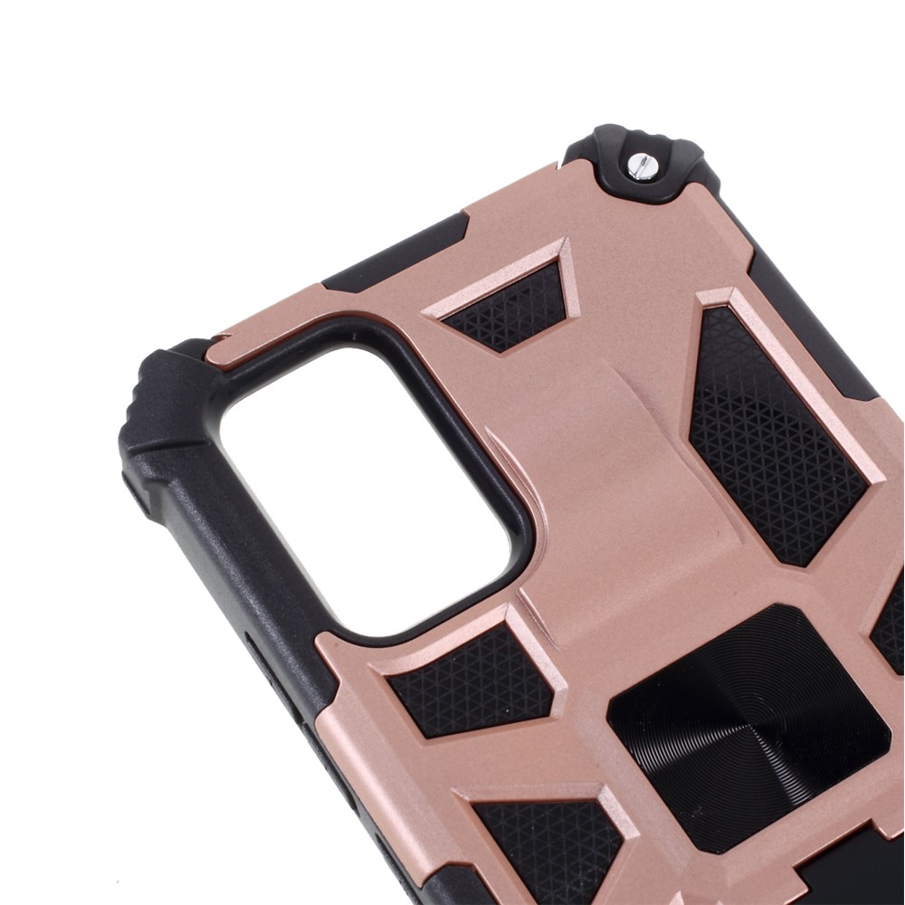 Armor Shockproof Kickstand PC TPU Phone Case with Magnetic Metal Sheet for Samsung Galaxy A02s (164.2x75.9x9.1mm) - Rose Gold-6