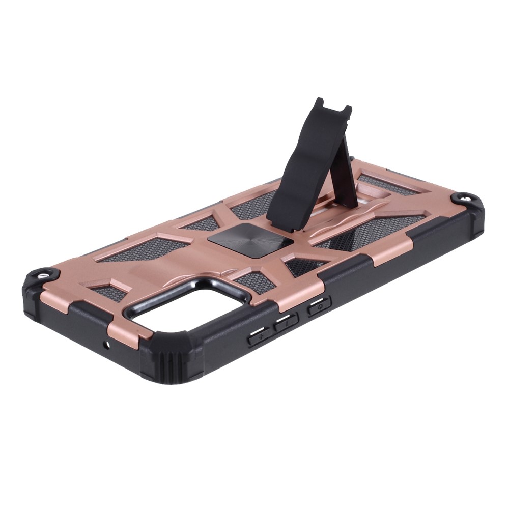 Armor Shockproof Kickstand PC TPU Phone Case with Magnetic Metal Sheet for Samsung Galaxy A02s (164.2x75.9x9.1mm) - Rose Gold-7